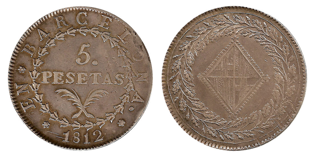 5 pesetas 1812 Barcelona
